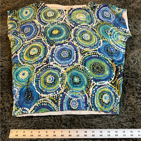 Medium circle pattern blue green white Joseph A. sweater - Picture 4 of 5